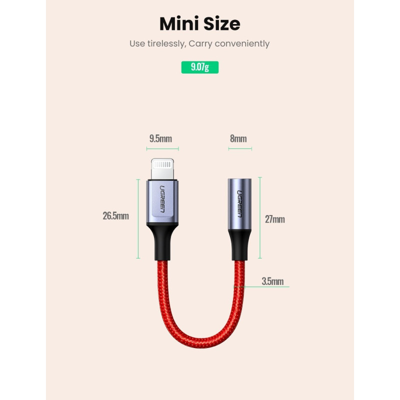 UGREEN 70507 iPhone 8-pin to 3.5mm Adapter