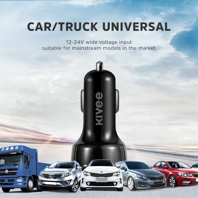 KIVEE UT61 Car Charger with Triple USB Black