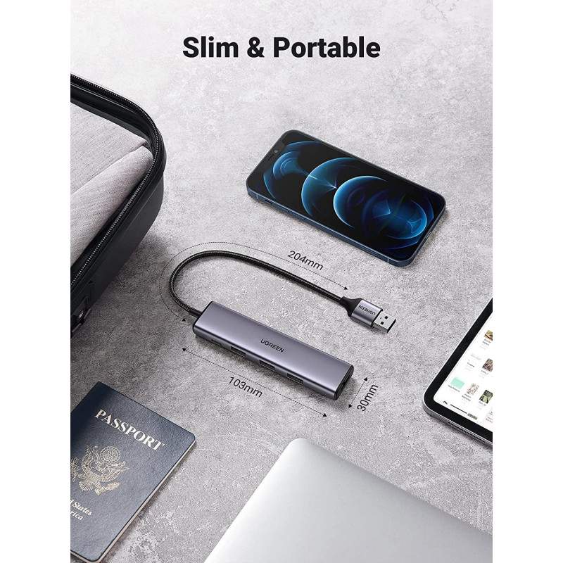 UGREEN 20805 USB 3.0 4-Port Hub with USB-C Power Port