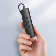 UGREEN 20984 USB 2.0 to 3xUSB2.0 with RJ45 (100Mbps) Ethernet Adapter (Black)