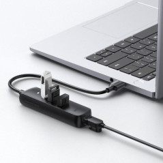 UGREEN 20984 USB 2.0 to 3xUSB2.0 with RJ45 (100Mbps) Ethernet Adapter (Black)