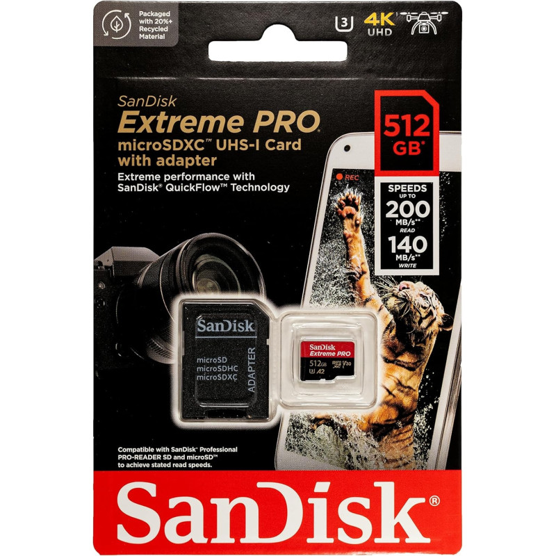 SanDisk 512GB Extreme PRO microSDXC UHS-I Card SDSQXCD-512G-GN6MA