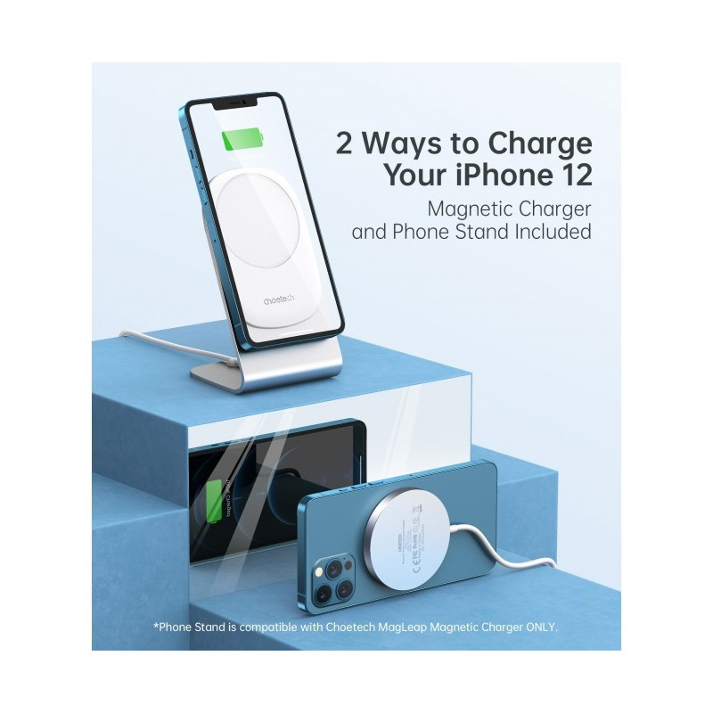 CHOETECH MA00117-SL MagLeap Magnetic Wireless Charger with Stand and AC Adapter