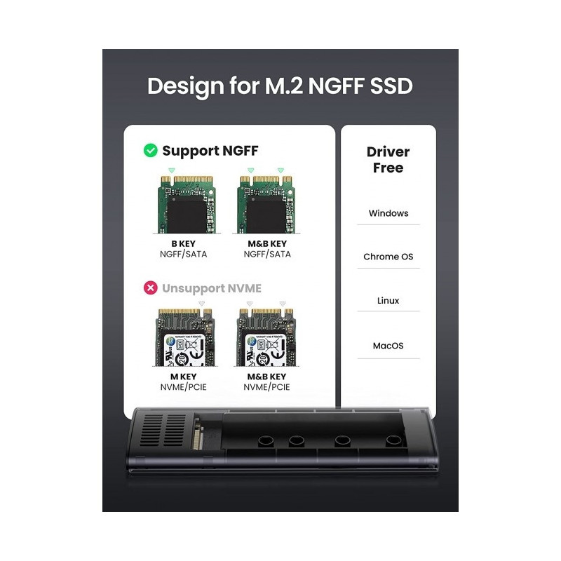 UGREEN 10903 M.2 SATA NGFF SSD Hard Drive Enclosure
