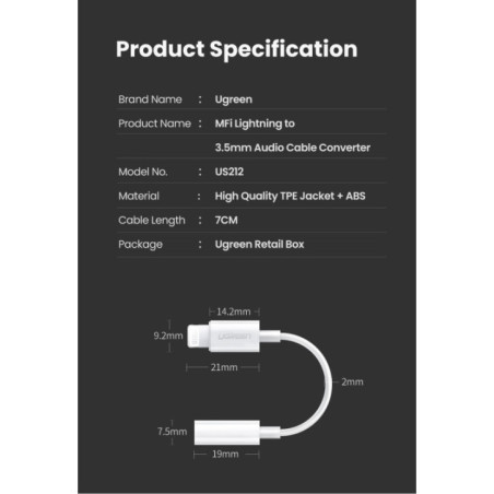 UGREEN 30759 Lightning to 3.5mm Headphone Adapter