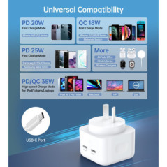 CHOETECH Q5008 PD 35W Dual USB-C Charger