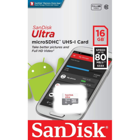 SanDisk Ultra microSDHC/microSDXC UHS-I card (SDSQUNS-016G-GN3MN)