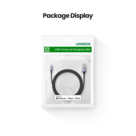 UGREEN 60158 USB-A to Lightning Charging Cable 2M Black