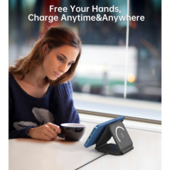 CHOETECH T588-F-BK 3-in-1 Foldable Fast Wireless Charger for Phone/Watch/Earphone
