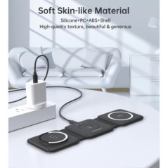 CHOETECH T588-F-BK 3-in-1 Foldable Fast Wireless Charger for Phone/Watch/Earphone