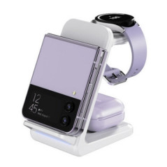 CHOETECH T608-F 15W 4-in-1 Wireless Charger Stand for iWatch and Samsung Watch (White)