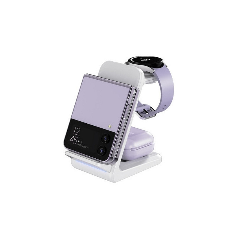 CHOETECH T608-F 15W 4-in-1 Wireless Charger Stand for iWatch and Samsung Watch (White)