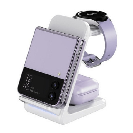 CHOETECH T608-F 15W 4-in-1 Wireless Charger Stand for iWatch and Samsung Watch (White)