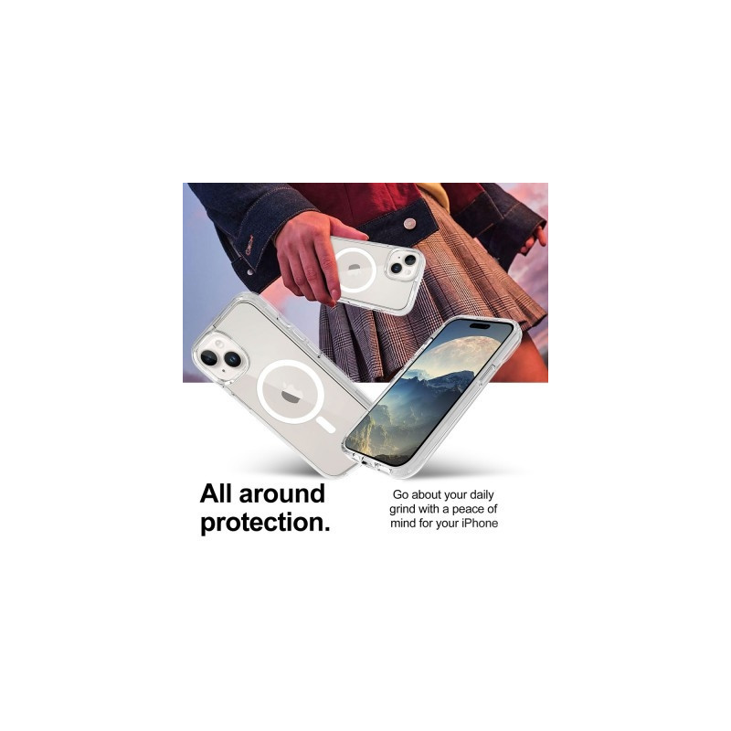 Ultimake Shockproof Transparent Magsafe Cover Case for iPhone 15 (Transparent)