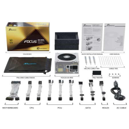 Seasonic FOCUS GX-850 White 850W ATX 3.0 Gold Modular PSU