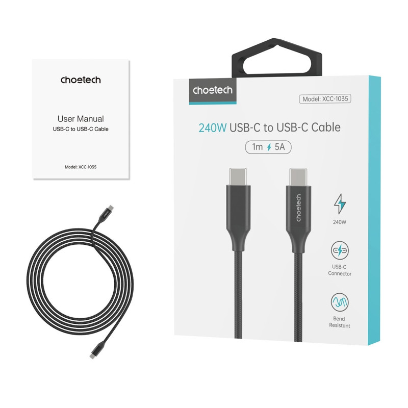 CHOETECH XCC-1035 USB-C M to M PD3.1 240W Super Fast Charging Cable 1M 