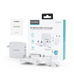 CHOETECH PD6008  GAN Dual Type-C 100w Travel Charger (US/EU/UK/AU)