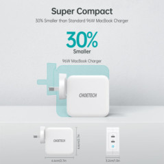CHOETECH PD6008  GAN Dual Type-C 100w Travel Charger (US/EU/UK/AU)