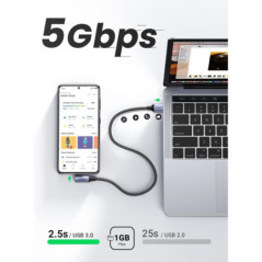 UGREEN 20299 Right Angle USB-C Fast Charging Cable 5Gbps 1M