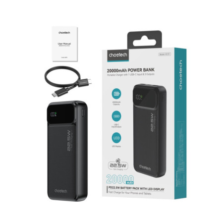 CHOETECH B729 20000mAh Power Bank PD22.5W with Digital Display