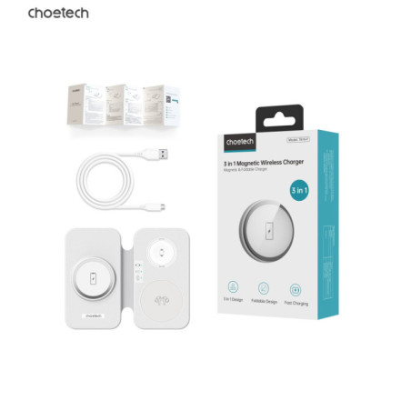 CHOETECH T616-F-WH 3in1 Magnetic Foldable Wireless Charger White