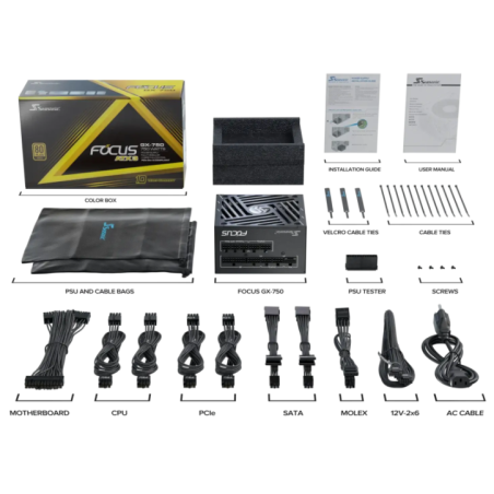 Seasonic 750W Focus GX-750 V4 Fully-Modular 80 PLUS Gold ATX3.1/PCIe 5.1 PSU SRP-FGX751-A5A32SF