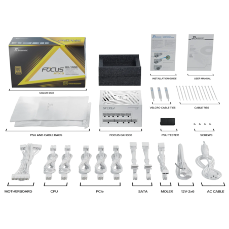 Seasonic 1000W Focus GX-1000 V4 WHITE Fully-Modular 80 PLUS Gold ATX3.1/PCIe 5.1 PSU
