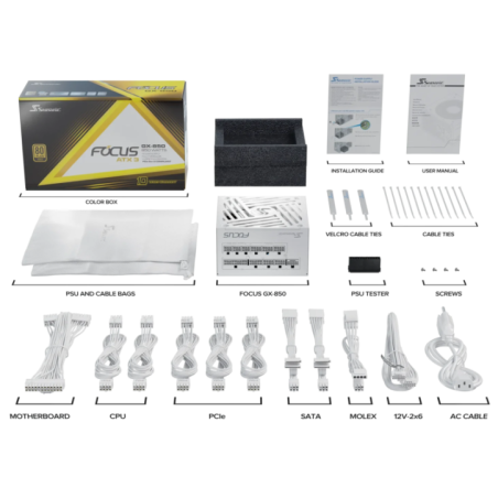 Seasonic 850W Focus GX-850 V4 WHITE Fully-Modular 80 PLUS Gold ATX3.1/PCIe 5.1 PSU
