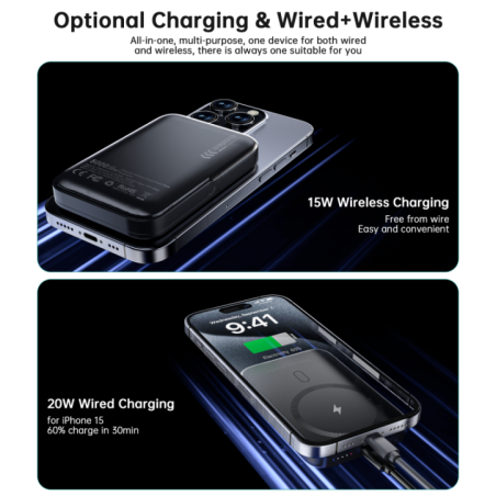 CHOETECH B743-BK 10000mAh PD20W Magnetic Power Bank with Holder Black