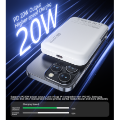 CHOETECH B743-WH 10000mAh PD20W Magnetic Power Bank with Holder White
