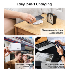 CHOETECH B743-WH 10000mAh PD20W Magnetic Power Bank with Holder White