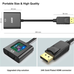 BENFEI DisplayPort to VGA,Gold-Plated Uni-directional Adapter