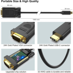 BENFEI USB C to VGA 1.8m (6 Feet) Cable