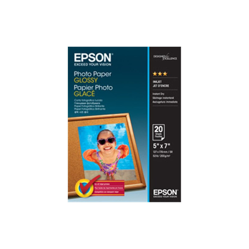 EPSON C13S042544 PHOTO PAPER GLOSSY 5X7 20 SHEET