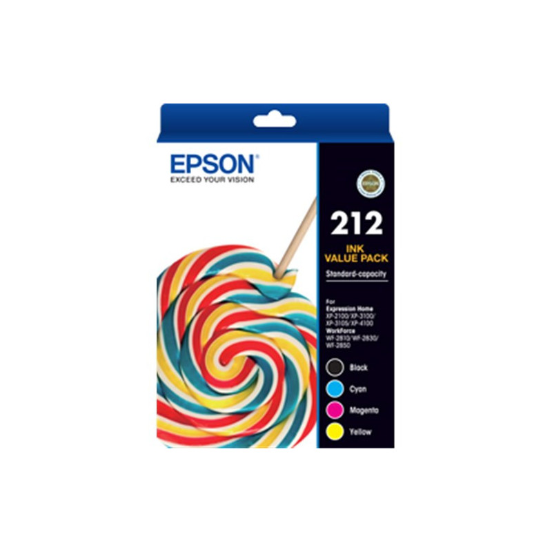 EPSON 212 STD VALUE PACK FOR XP-4100 XP-3105 XP-3100 XP- 2100 WF-2850 WF-2830 WF-2810