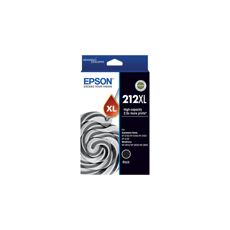 EPSON 212XL BLACK INK FOR XP-4100 XP-3105 XP-3100 XP- 2100 WF-2850 WF-2830 WF-2810