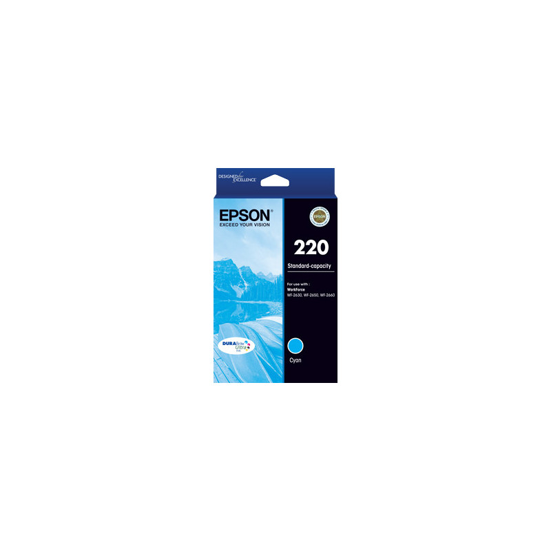 EPSON 220 STD CAP DURABRITE ULTRA CYAN INK WF-2630 WF-2650