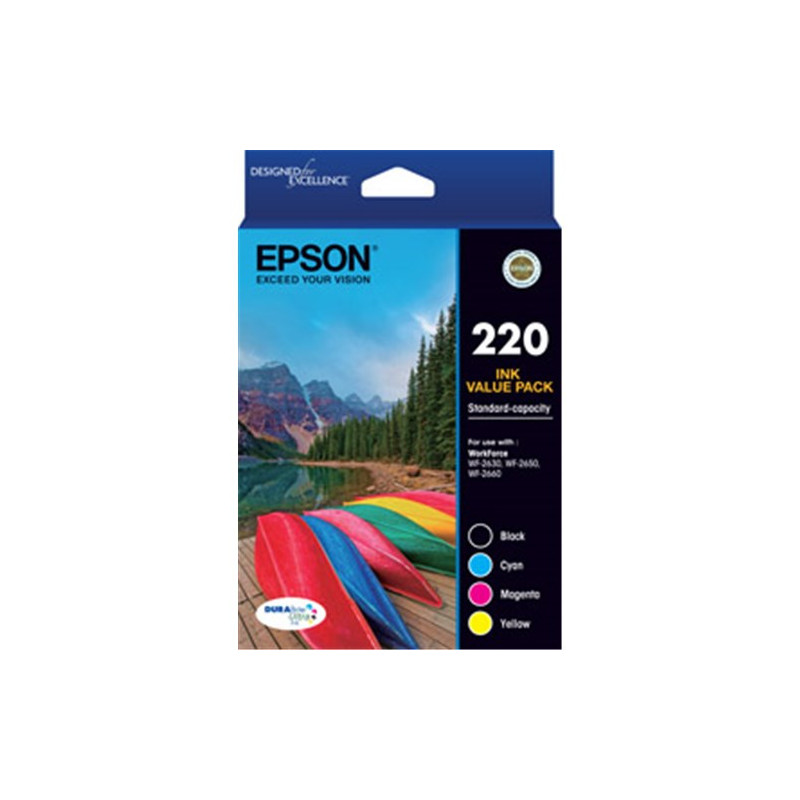 EPSON 220 FOUR CLR STD VALUE PK BLKCMY WF-2630 WF-2650 & WF-2660