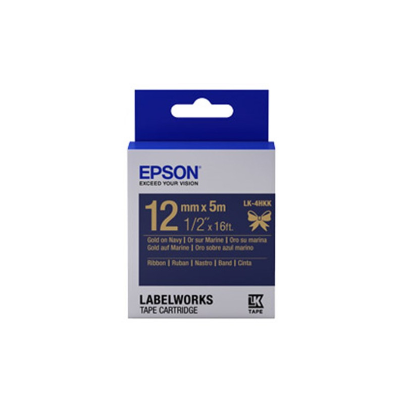 TAPE RIBBON 12MM GOLD ON NAVY 5 METRES FOR LW-300 LW-400 & LW-600P