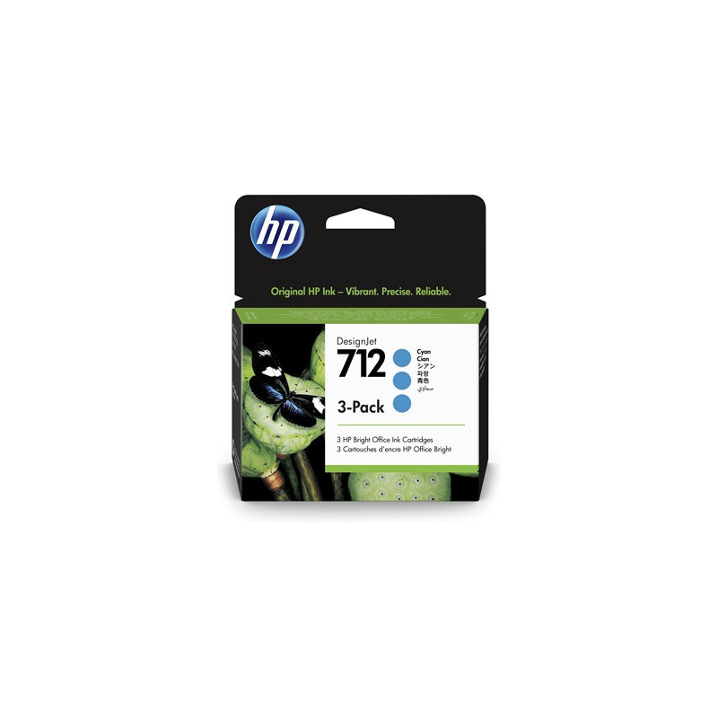 HP 712 3-PACK 29ML CYAN DESIGNJET INK CARTRIDGE FOR T230/T250/T650/STUDIO