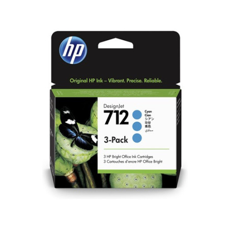 HP 712 3-PACK 29ML CYAN DESIGNJET INK CARTRIDGE FOR T230/T250/T650/STUDIO
