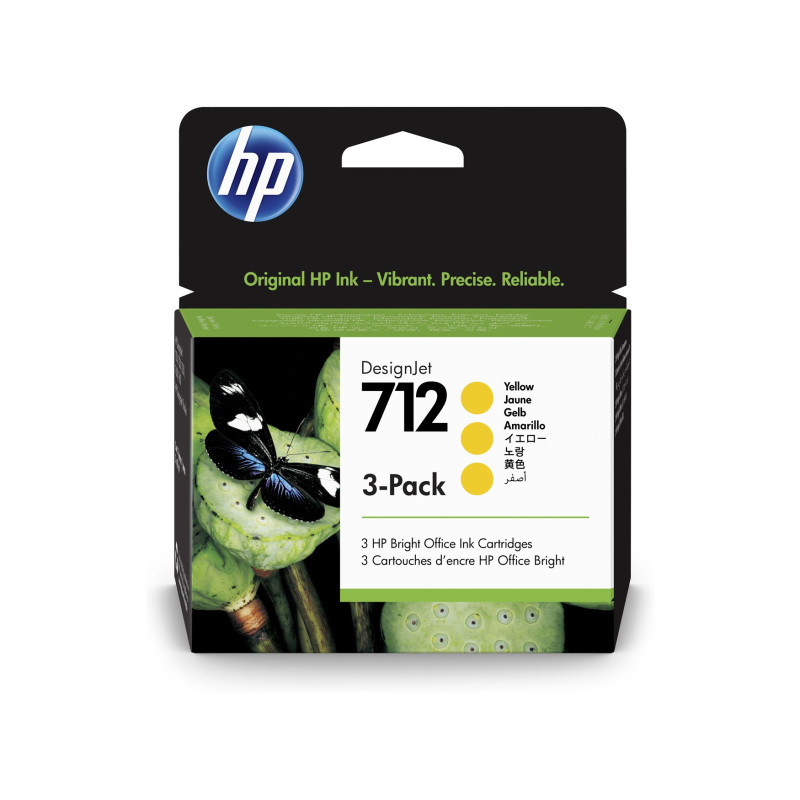 HP 712 3-PACK 29ML YELLOW DESIGNJET INK CARTRIDGE FOR T230/T250/T650/STUDIO