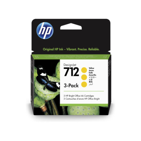 HP 712 3-PACK 29ML YELLOW DESIGNJET INK CARTRIDGE FOR T230/T250/T650/STUDIO