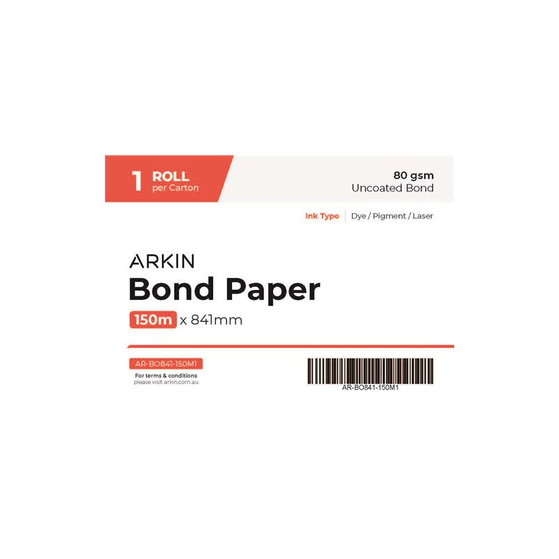 BOND PAPER 80GSM - 841MM X 150M 1 ROLL/CTN