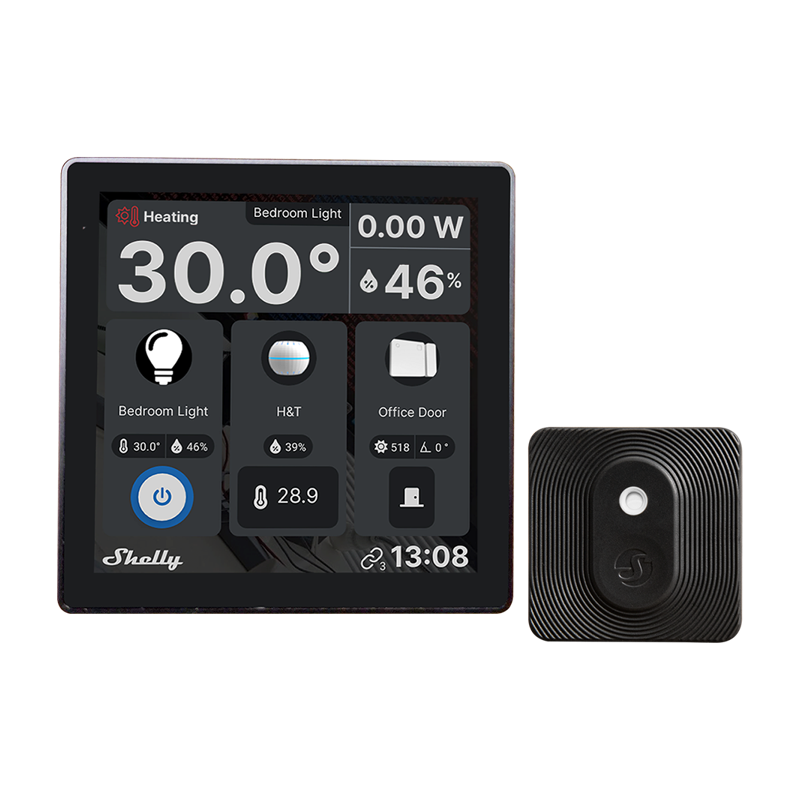 SHELLY WALL DISPLAY BLACK WITH SMART HUMIDITY AND TEMPERATURE SENSOR