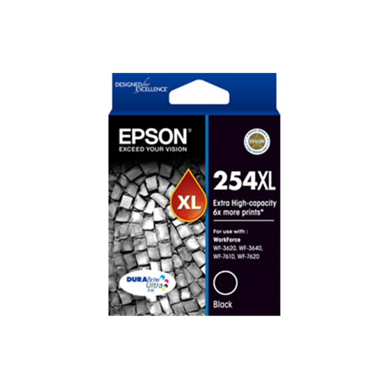 254XL EXTRA HIGH CAPACITY DURABRITE ULTRA BLACK INK W/F PRO WF3620 3640 7610 7620