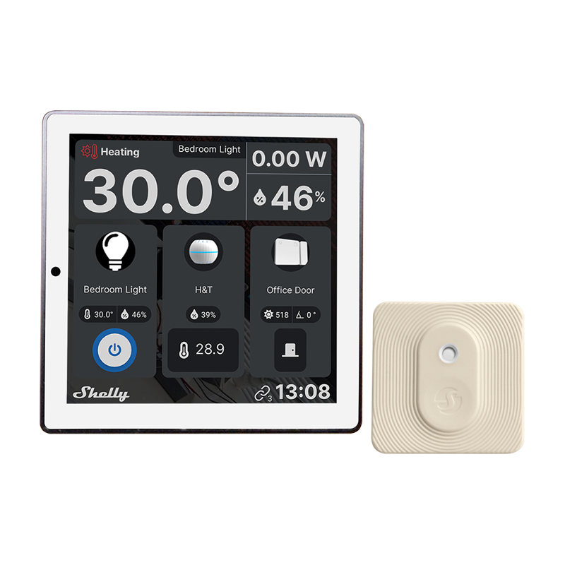 SHELLY WALL DISPLAY WHITE WITH SMART HUMIDITY AND TEMPERATURE SENSOR