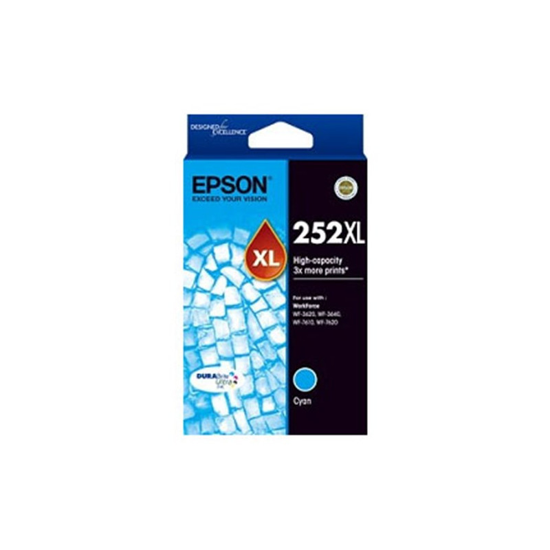 252XL HIGH CAPACITY DURABRITE ULTRA CYAN INK FOR WORKFORCE PRO WF-3620 3640 7610 7620
