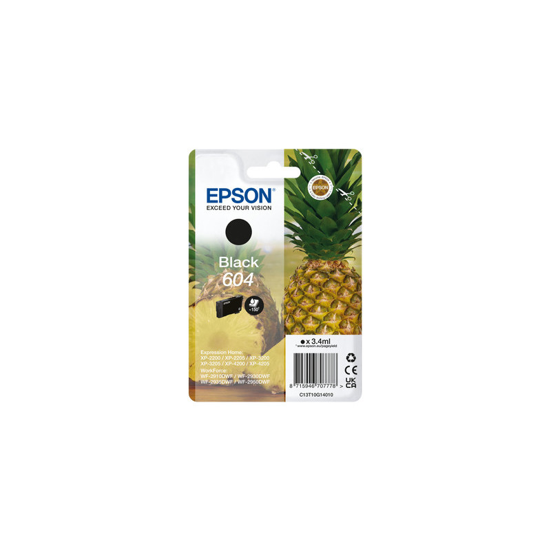 EPSON 604 STD BLACK INK XP-2200 XP-3200 XP-4200 WF-2910 WF-2930 WF-2950