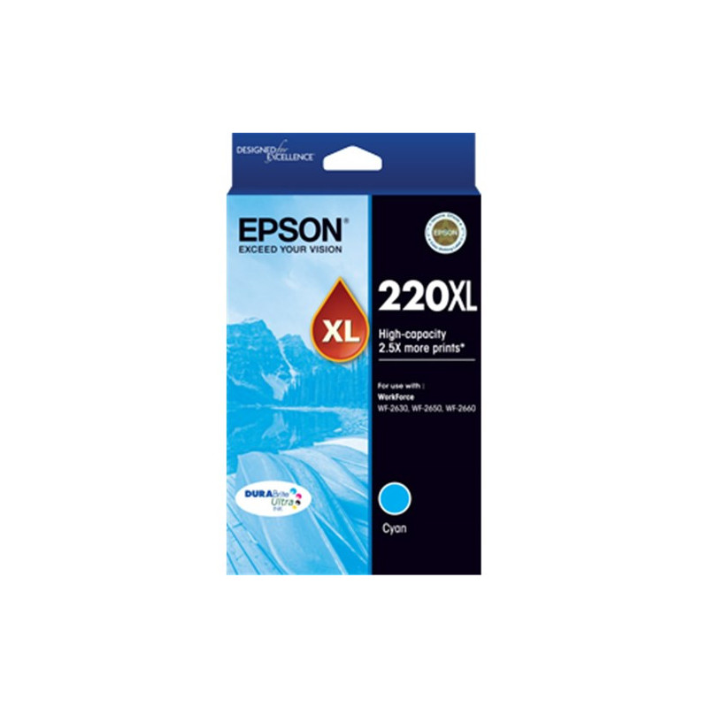 EPSON 220XL HIGH CAP DURABRITE ULTRA CYAN INK WF-2630 WF-2650 WF-2660